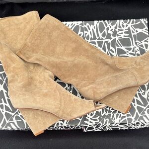 DVF Tan Suede Women's Peep Toe Boots